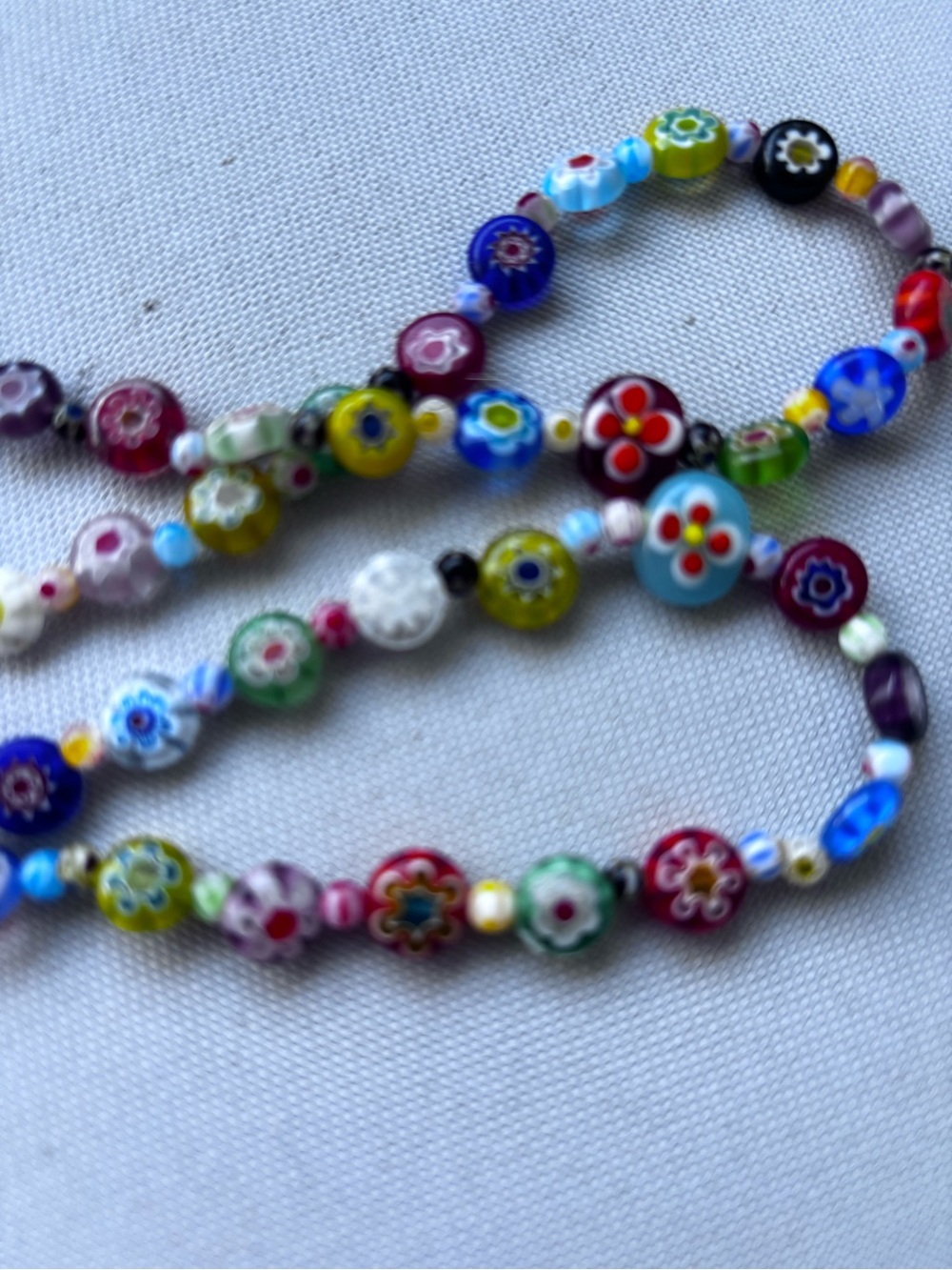 Millefiori artisan colorful floral long beaded dopamine necklace - Picture 6 of 10
